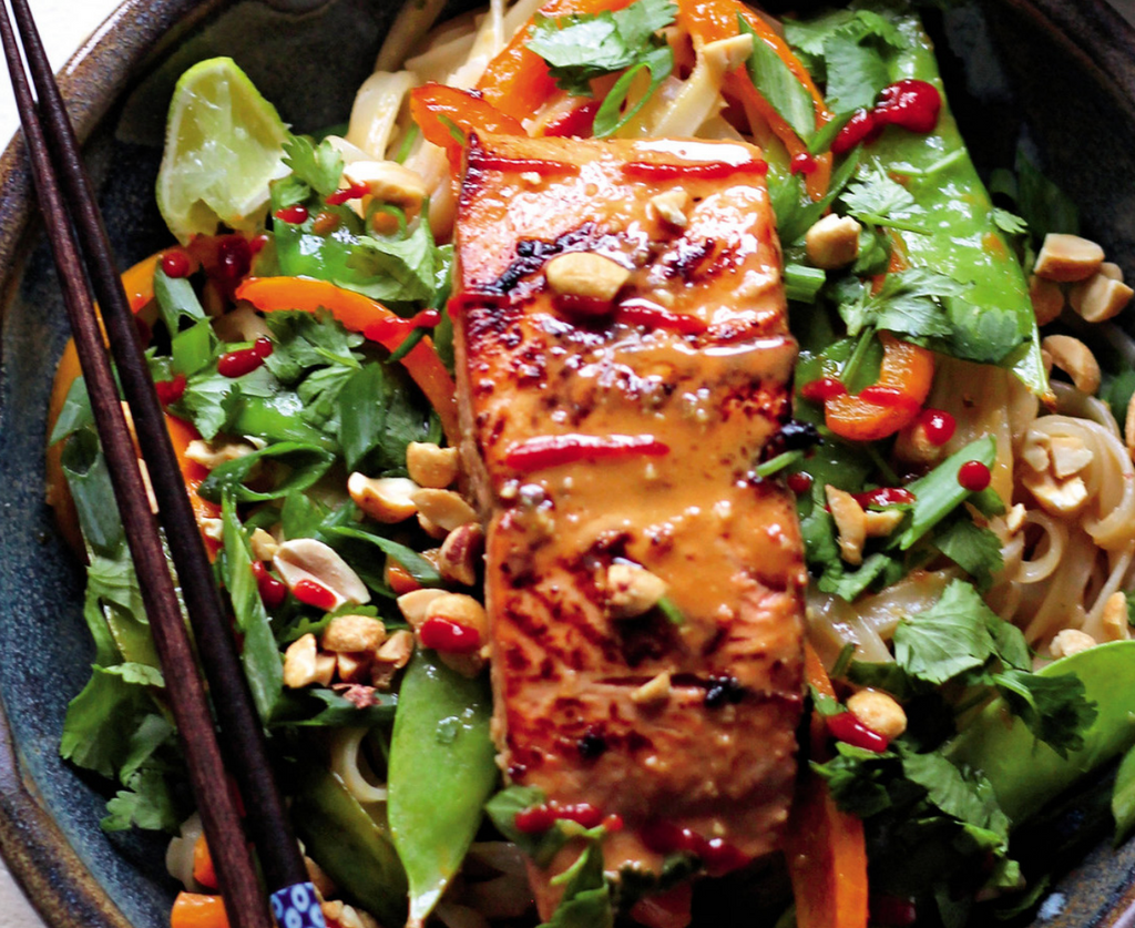 Ginger Peanut Salmon Noodle Bowls